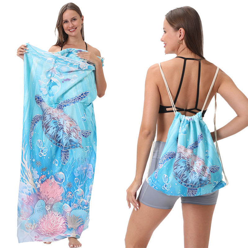 🥳LIMITED TIME 50% OFF!🏖️2-in-1 Convertible Beach Towel & Drawstring Backpack