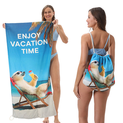🥳LIMITED TIME 50% OFF!🏖️2-in-1 Convertible Beach Towel & Drawstring Backpack