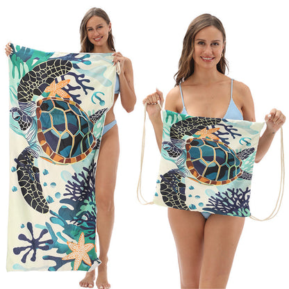 🥳LIMITED TIME 50% OFF!🏖️2-in-1 Convertible Beach Towel & Drawstring Backpack