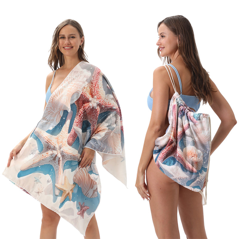 🥳LIMITED TIME 50% OFF!🏖️2-in-1 Convertible Beach Towel & Drawstring Backpack