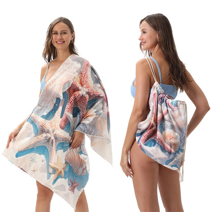 🥳LIMITED TIME 50% OFF!🏖️2-in-1 Convertible Beach Towel & Drawstring Backpack