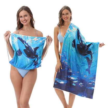 🥳LIMITED TIME 50% OFF!🏖️2-in-1 Convertible Beach Towel & Drawstring Backpack