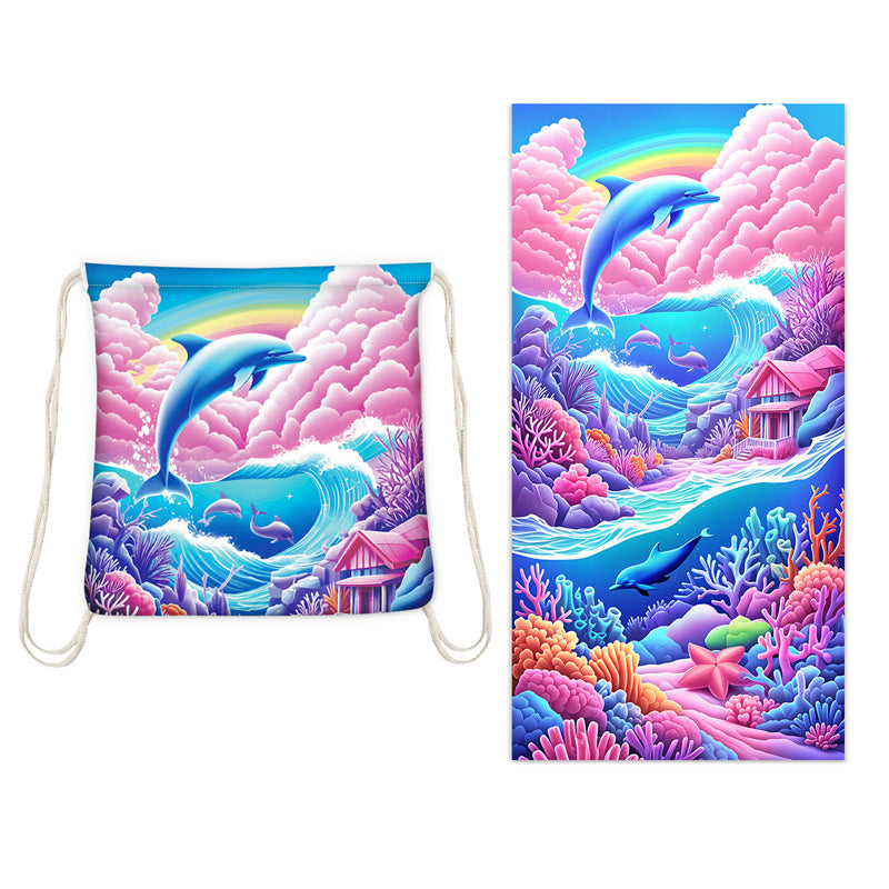 🥳LIMITED TIME 50% OFF!🏖️2-in-1 Convertible Beach Towel & Drawstring Backpack