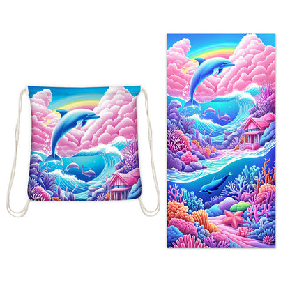 🥳LIMITED TIME 50% OFF!🏖️2-in-1 Convertible Beach Towel & Drawstring Backpack