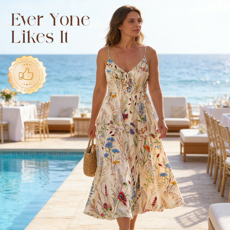 👗New Arrival 60% OFF!🥰Plus Size Floral Print Spaghetti Strap Midi Dress