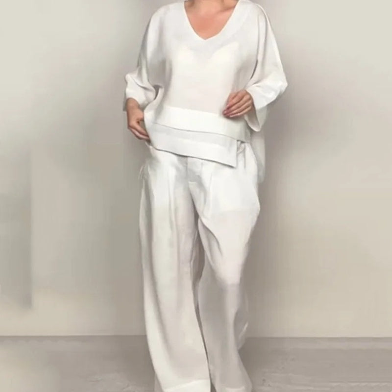 💝New Arrival-50% OFF💝Irregular Hem Cotton Linen Short Sleeve Casual 2-Piece Set