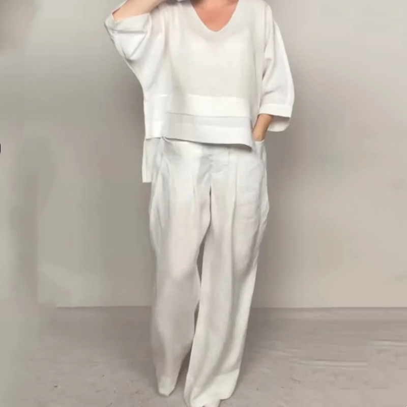 💝New Arrival-50% OFF💝Irregular Hem Cotton Linen Short Sleeve Casual 2-Piece Set