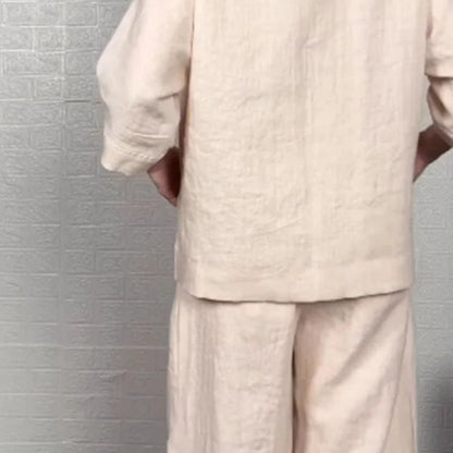 💝New Arrival-50% OFF💝Irregular Hem Cotton Linen Short Sleeve Casual 2-Piece Set