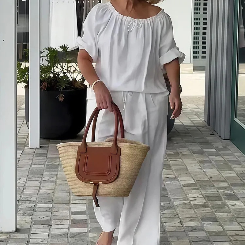 👚 70% OFF NOW! 💃 Women's Drawstring Top & Pants 2-Piece Set – Relaxed Fit, Comfortable & Perfect for Lounging or Everyday Style 🌸