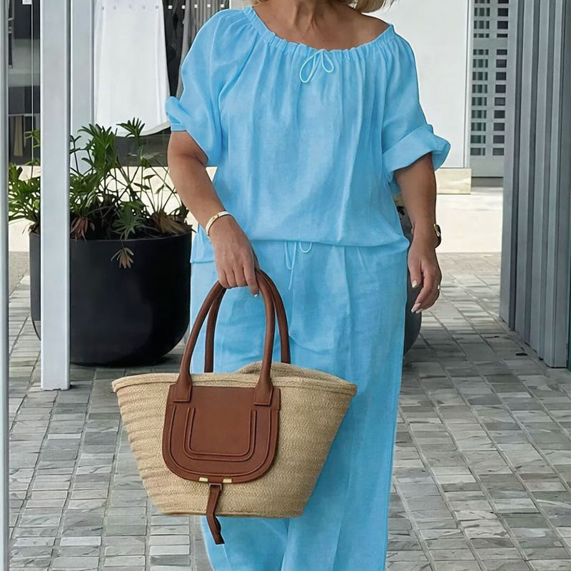 👚 70% OFF NOW! 💃 Women's Drawstring Top & Pants 2-Piece Set – Relaxed Fit, Comfortable & Perfect for Lounging or Everyday Style 🌸
