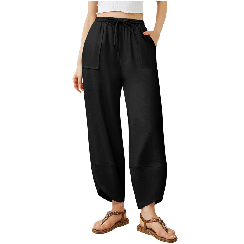🌸New Arrival 50%OFF💖Women's Linen Loose Casual Capri Pants Elastic Waistband with Pockets