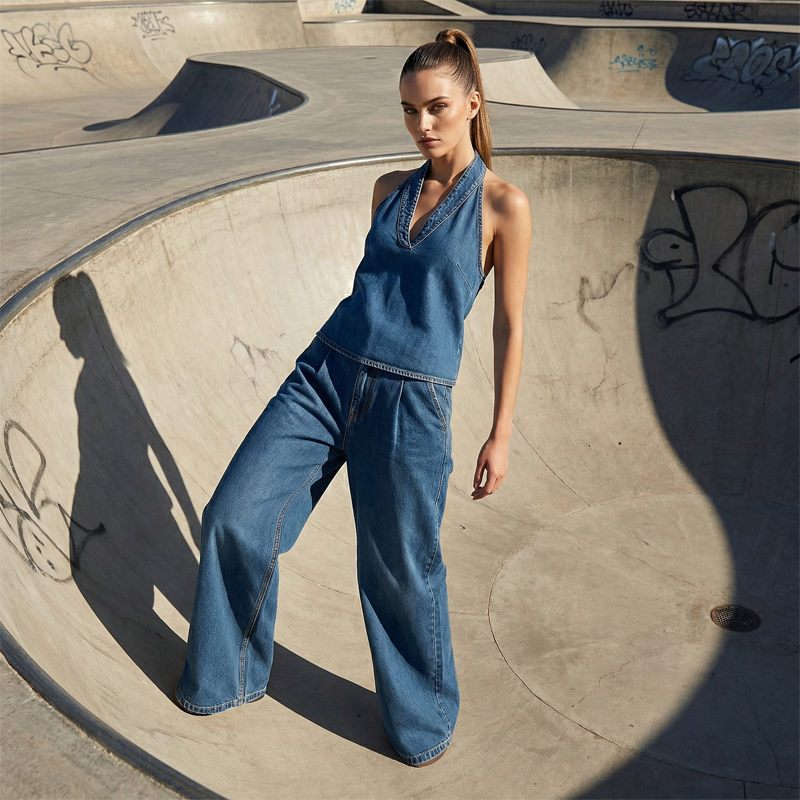 🌸Summer Hot Sale 60% OFF!!🌸Women's Casual Halter Top & Wide-Leg Pants Set