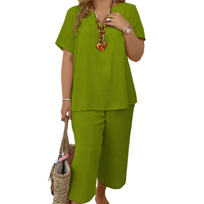 💐LAST DAY SALE 70%OFF!!💕Women's Casual Short Sleeve Top & Wide Leg Pants Set