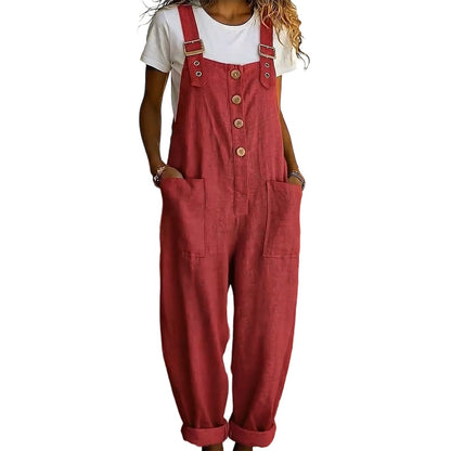 👖 70% OFF NOW! 🌿 Women's Casual Button-Front Overalls – Adjustable Straps, Breathable Fabric & Relaxed Fit ✨