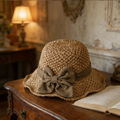 👒LAST DAY SALE ONLY ￡10.99!🌞Elegant Woven Straw Sun Hat with Bow