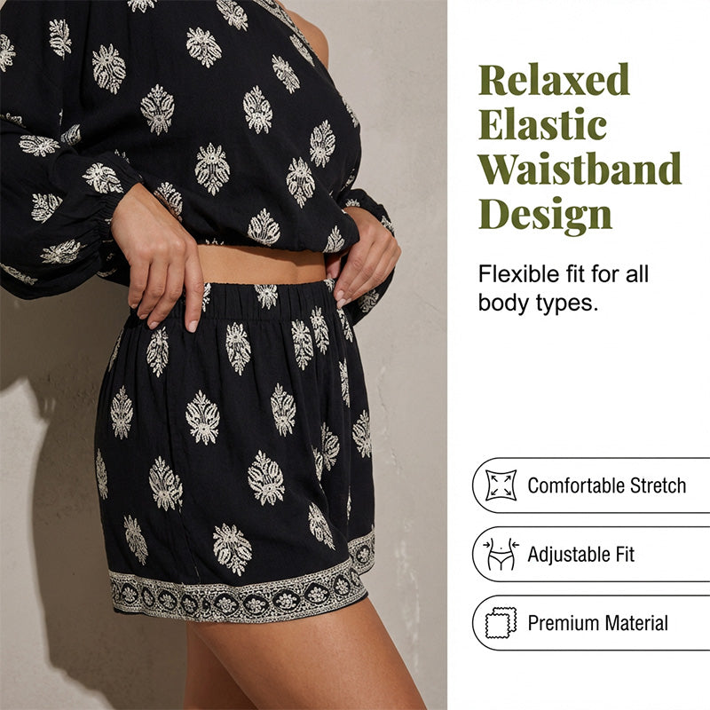 💕Limited Sale 70% OFF💕Bohemian Off-Shoulder Printed Jumpsuit Set