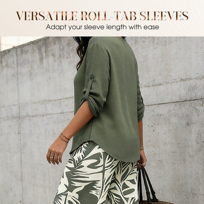 🌿Summer Cool Deal: 70% OFF!!🌿Women's V-Neck Blouse & Printed Wide-Leg Pants Set💃