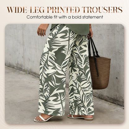 🌿Summer Cool Deal: 70% OFF!!🌿Women's V-Neck Blouse & Printed Wide-Leg Pants Set💃