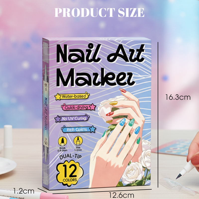 🎨Last Day Special Price:£ 8.99💞50K+ SOLD!✨Dual-Tip Nail Art Marker Pen Set Quick‑dry, no UV lamp. Fine & brush tips. 12/24 vibrant colors. Easy DIY at home. No smudges, just art! 💅🖌️