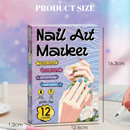 🎨Last Day Special Price:£ 8.99💞50K+ SOLD!✨Dual-Tip Nail Art Marker Pen Set Quick‑dry, no UV lamp. Fine & brush tips. 12/24 vibrant colors. Easy DIY at home. No smudges, just art! 💅🖌️