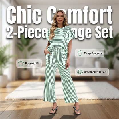 💕New Arrival 70% OFF🎀Striped Loungewear 2-Piece✨Women's Relaxed Lounge Set