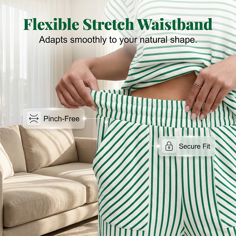 💕New Arrival 70% OFF🎀Striped Loungewear 2-Piece✨Women's Relaxed Lounge Set