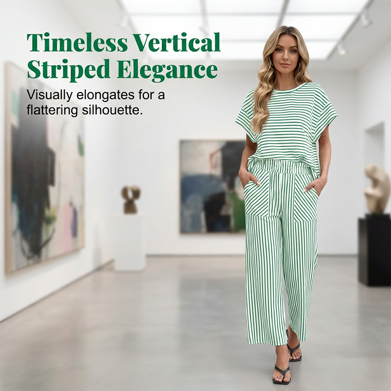 💕New Arrival 70% OFF🎀Striped Loungewear 2-Piece✨Women's Relaxed Lounge Set