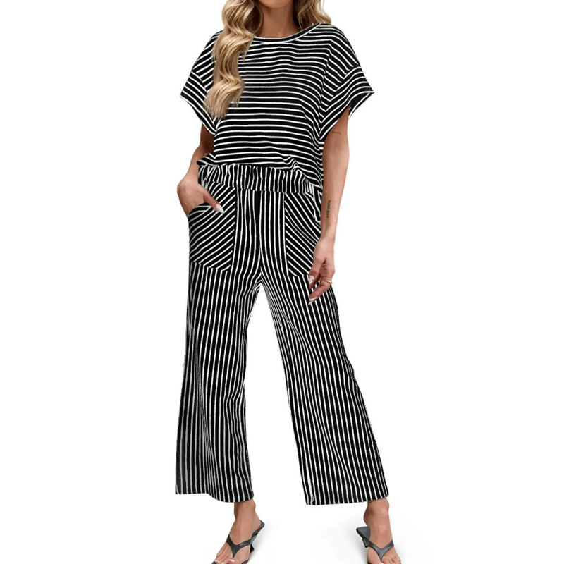 💕New Arrival 70% OFF🎀Striped Loungewear 2-Piece✨Women's Relaxed Lounge Set