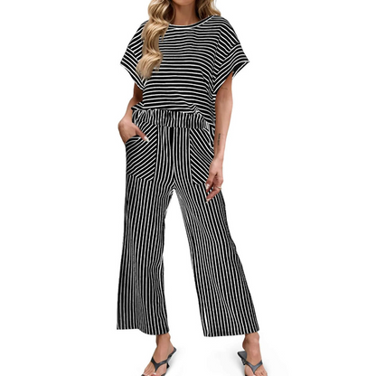 💕New Arrival 70% OFF🎀Striped Loungewear 2-Piece✨Women's Relaxed Lounge Set