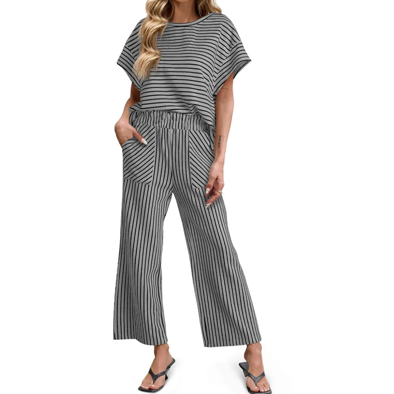 💕New Arrival 70% OFF🎀Striped Loungewear 2-Piece✨Women's Relaxed Lounge Set