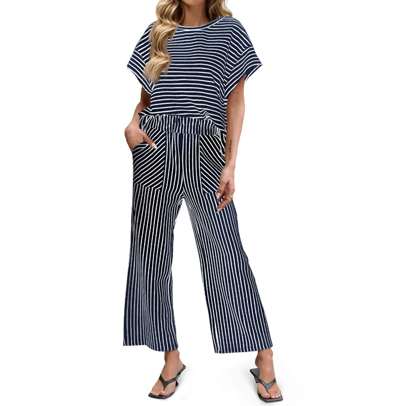 💕New Arrival 70% OFF🎀Striped Loungewear 2-Piece✨Women's Relaxed Lounge Set