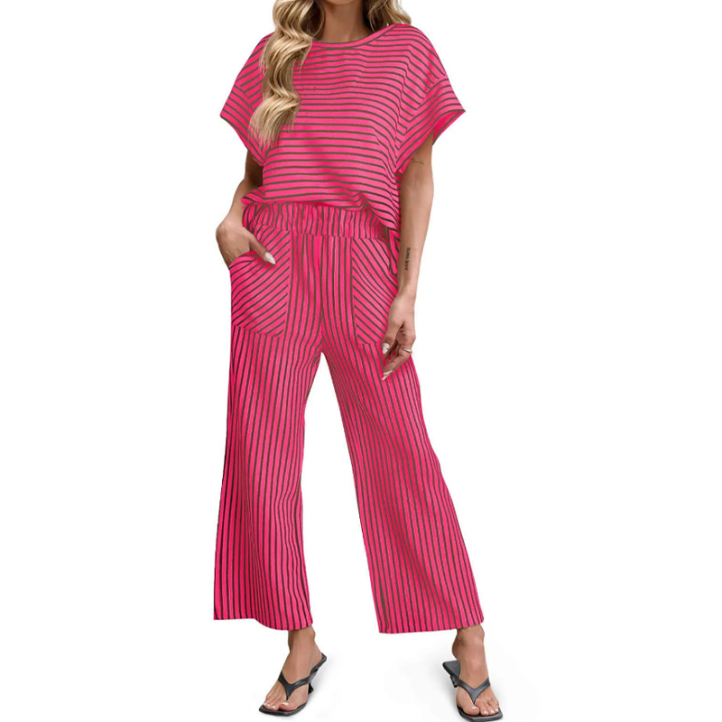 💕New Arrival 70% OFF🎀Striped Loungewear 2-Piece✨Women's Relaxed Lounge Set