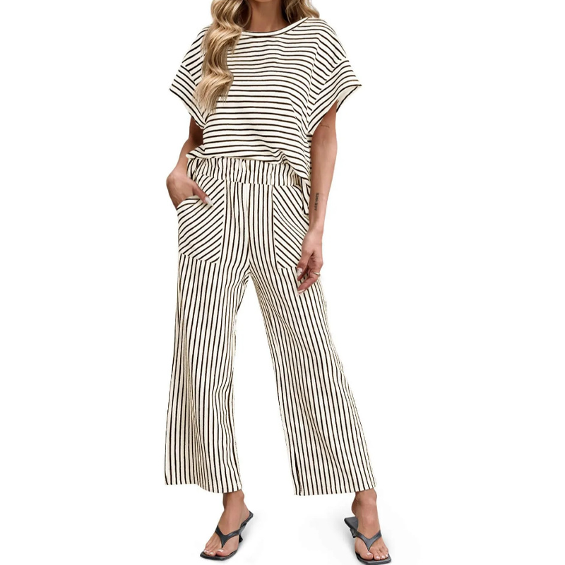💕New Arrival 70% OFF🎀Striped Loungewear 2-Piece✨Women's Relaxed Lounge Set