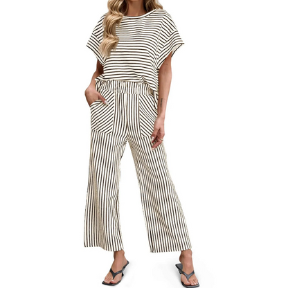 💕New Arrival 70% OFF🎀Striped Loungewear 2-Piece✨Women's Relaxed Lounge Set