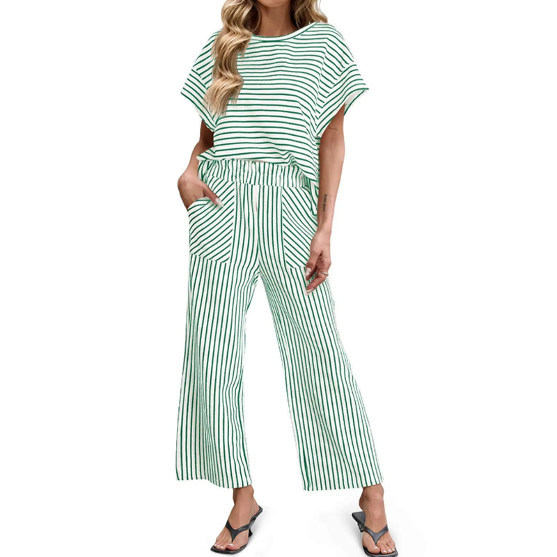 💕New Arrival 70% OFF🎀Striped Loungewear 2-Piece✨Women's Relaxed Lounge Set