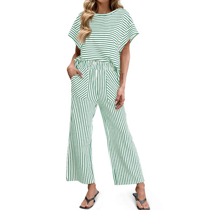 💕New Arrival 70% OFF🎀Striped Loungewear 2-Piece✨Women's Relaxed Lounge Set