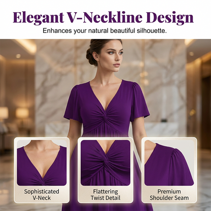 🌊SUMMER HOT SALE 70% OFF!✨Twisted V-Neck Midi Dress – Effortlessly Elegant with Functional Pockets 🌸