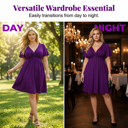 🌊SUMMER HOT SALE 70% OFF!✨Twisted V-Neck Midi Dress – Effortlessly Elegant with Functional Pockets 🌸