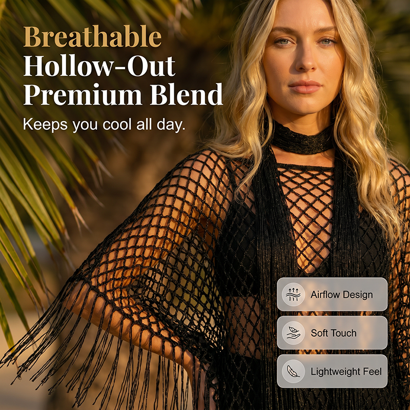 🏆 Last Day Special Price £9.99! 💐Summer Metallic Crochet Cover-Up – Lightweight, Flowy & Effortlessly Stylish summer outfit