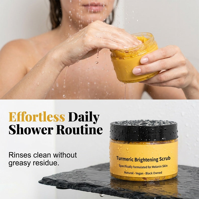 🛁50% OFF🧴 Turmeric Brightening Body Scrub | Natural Sea Salt Exfoliation · Nourishing Jojoba Oil · Fades Dullness · For Face and Body
