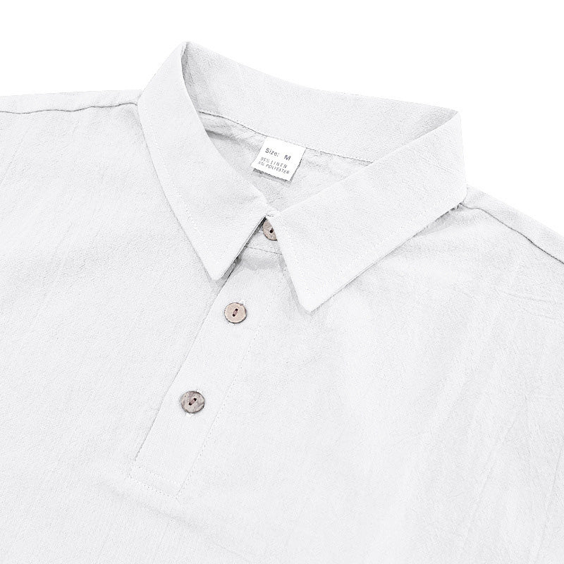 👕 LIMITED-TIME 50% OFF! 💥 Men's Casual Top & Shorts 2-Piece Set – Linen Blend, Lapel Collar, Elastic Waist ✨