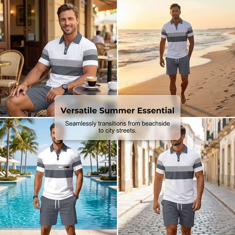 ⏳LAST DAY SALE 60% OFF !!📢Men's Two-Piece Shirt and Shorts Set