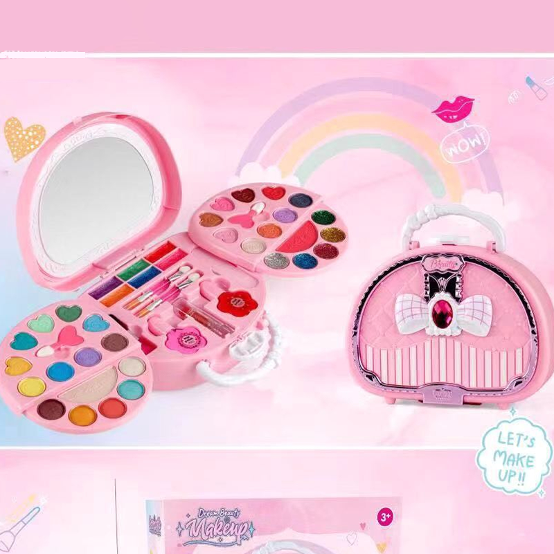 👧Gift Idea-50% OFF💄💕Kids Washable Makeup Toy Set with Portable Pink Handbag