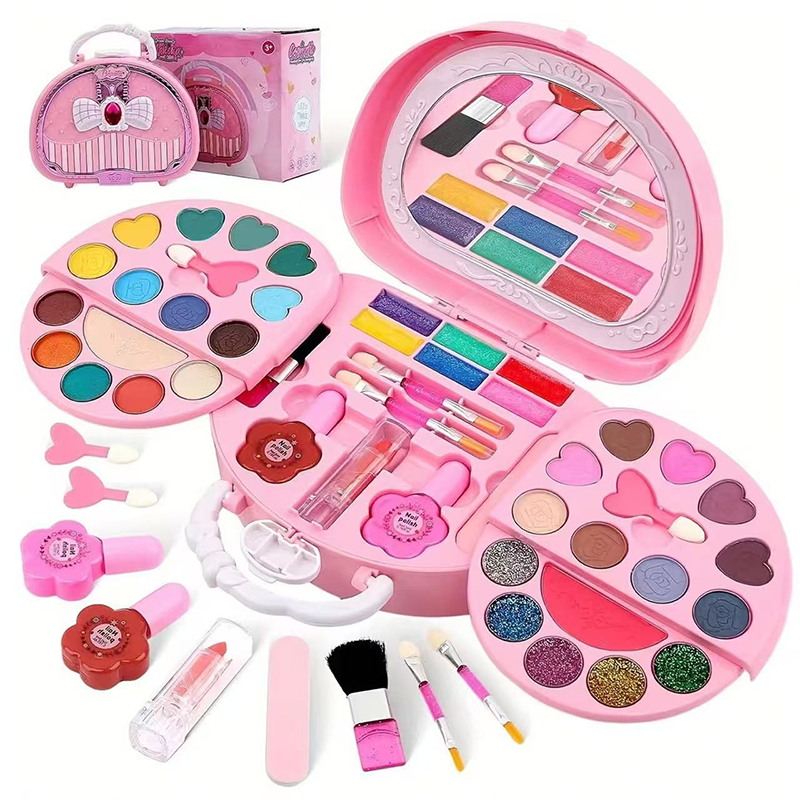 👧Gift Idea-50% OFF💄💕Kids Washable Makeup Toy Set with Portable Pink Handbag