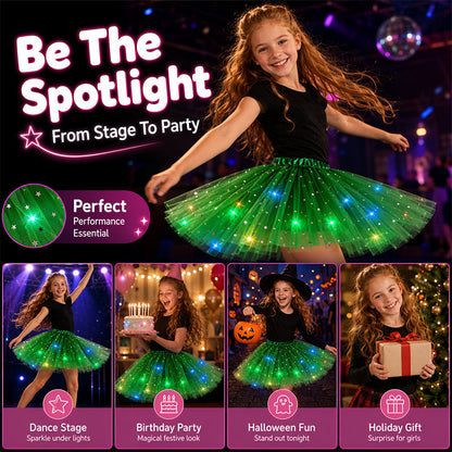 🌟Last Day 50%OFF!🎁✨LED Light Up Sequin Tutu Skirt Star Mesh Princess Skirt for Girls and Adults