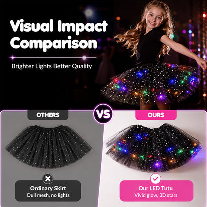 🌟Last Day 50%OFF!🎁✨LED Light Up Sequin Tutu Skirt Star Mesh Princess Skirt for Girls and Adults