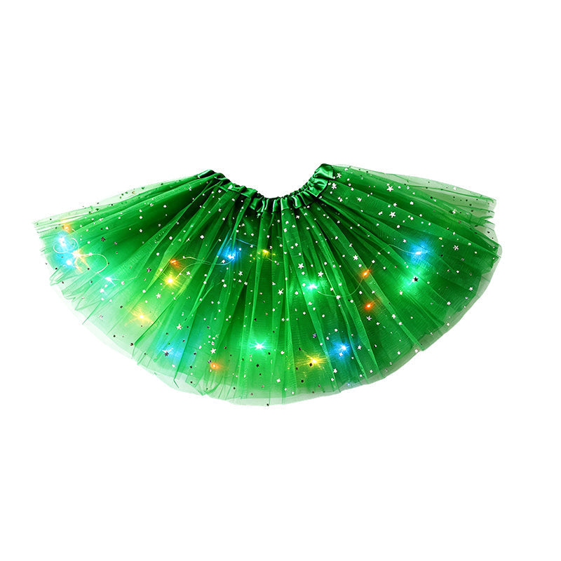 🌟Last Day 50%OFF!🎁✨LED Light Up Sequin Tutu Skirt Star Mesh Princess Skirt for Girls and Adults
