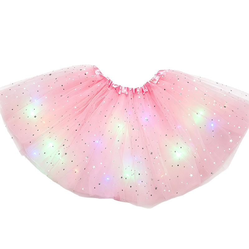 🌟Last Day 50%OFF!🎁✨LED Light Up Sequin Tutu Skirt Star Mesh Princess Skirt for Girls and Adults