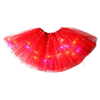 🌟Last Day 50%OFF!🎁✨LED Light Up Sequin Tutu Skirt Star Mesh Princess Skirt for Girls and Adults