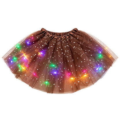 🌟Last Day 50%OFF!🎁✨LED Light Up Sequin Tutu Skirt Star Mesh Princess Skirt for Girls and Adults